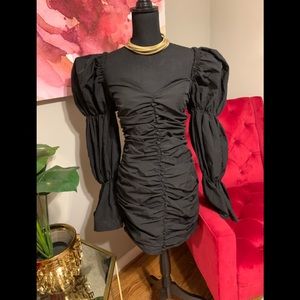 Black puff sleeve dress